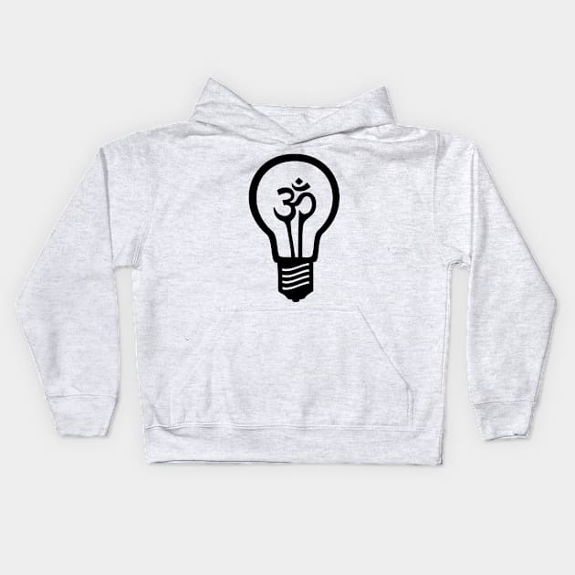 Om Meditation Lightbulb (Black) Kids Hoodie by XOOXOO